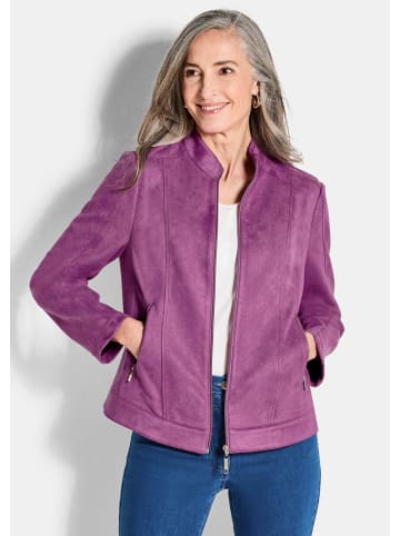 GOLDNER Kurzgröße:  Elegante Veloursjacke mit Stehkragen in beere