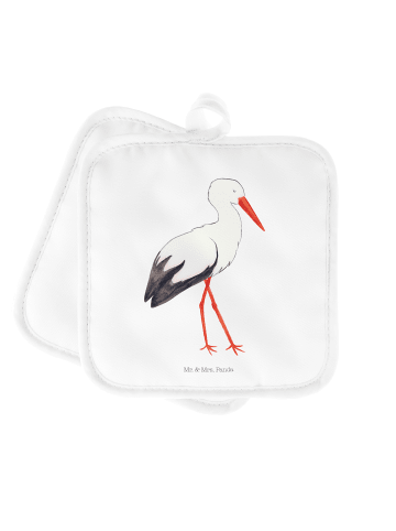 Mr. & Mrs. Panda Topflappen Storch ohne Spruch in Weiß