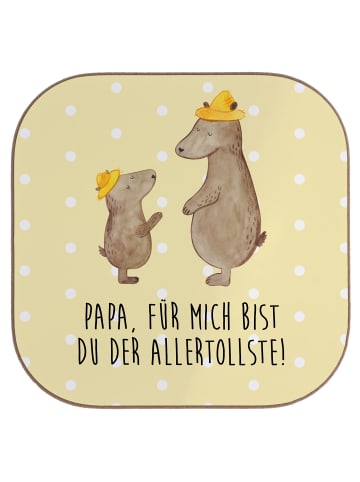 Mr. & Mrs. Panda Untersetzer Bären mit Hut mit Spruch in Gelb Pastell