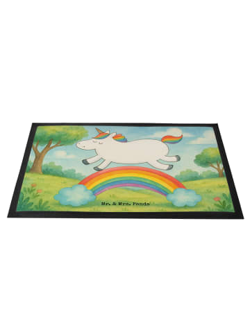 Mr. & Mrs. Panda Fußmatte Einhorn Regenbogen Design ohne Spruch in Weiß