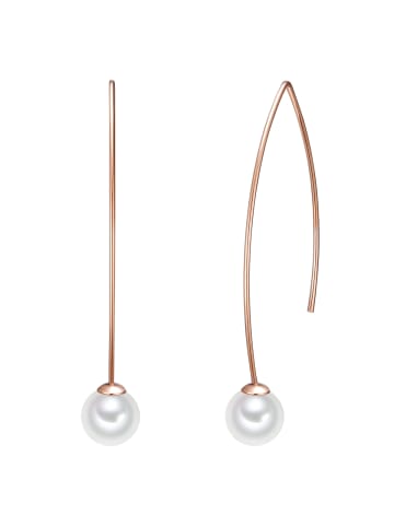 Lulu & Jane Perlen-Ohrhänger Messing Muschelkernperle in roségold