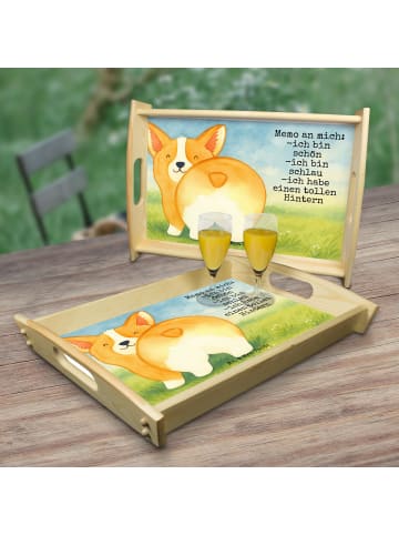 Mr. & Mrs. Panda Serviertablett Corgi Po Design mit Spruch in Weiß
