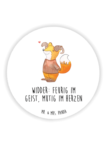 Mr. & Mrs. Panda Rund Magnet Widder Astologie mit Spruch in Weiß
