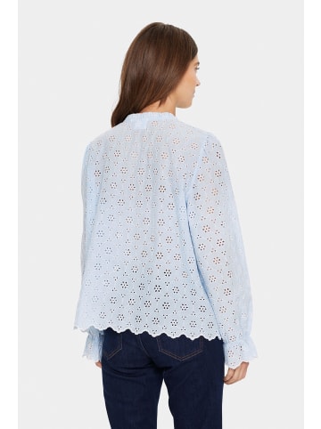 SAINT TROPEZ Langarm-Bluse IvetaSZ Gerade Passform in Chambray Blue