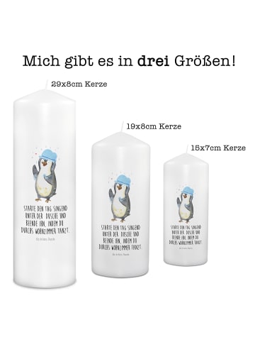 Mr. & Mrs. Panda Wachskerze Pinguin Duschen mit Spruch in Weiß