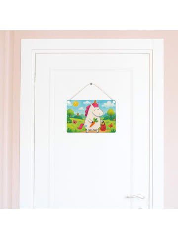 Mr. & Mrs. Panda Schild Einhorn Vegan Design ohne Spruch in Weiß