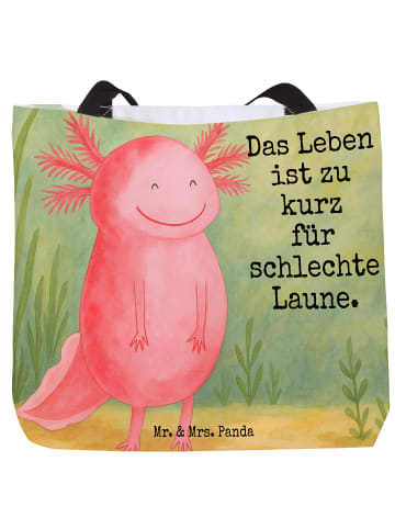 Mr. & Mrs. Panda Tragetasche Axolotl Glücklich Design mit Spruch in Weiß