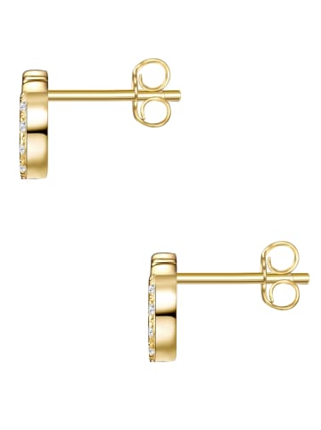 Lulu & Jane Ohrstecker XO aus Messing mit Zirkonia in gelbgold