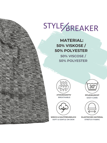 styleBREAKER Feinstrick Beanie Mütze in Bordeaux-Rot meliert