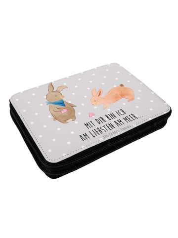 Mr. & Mrs. Panda Etui Hasen Muschel mit Spruch in Grau Pastell
