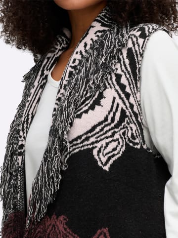 sheego by Joe Browns Fransenweste in schwarz-rotbraun-gemustert