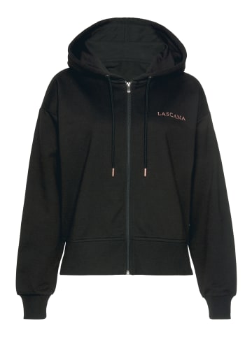 LASCANA Kapuzensweatjacke in schwarz