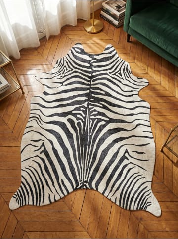 KADIMA DESIGN Teppich Flachgewebe Waschbar Tigerfell Imitat GASTEIN OEKO-TEX in Schwarz