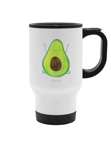 Mr. & Mrs. Panda Kaffeebecher To Go Avocado Glücklich ohne Spruch in Weiß