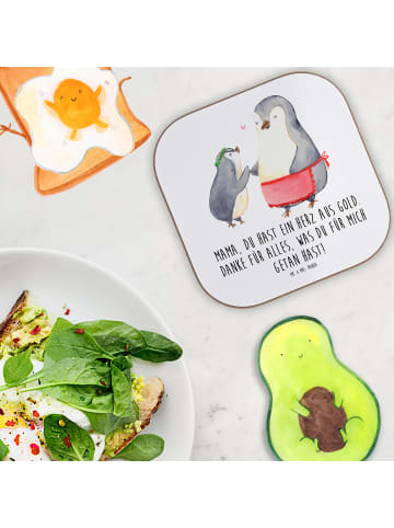 Mr. & Mrs. Panda Untersetzer Glas Mama Herz Gold mit Spruch in Weiß