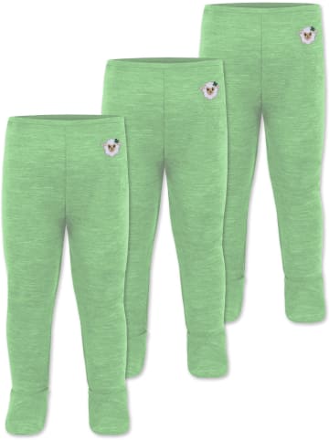 Normani Outdoor Sports 3er Pack Baby Merino Hose mit Füßen in Grün