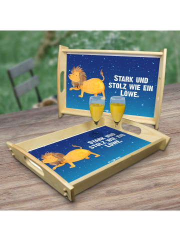 Mr. & Mrs. Panda Servier Tablett Sternzeichen Löwe mit Spruch in Sternenhimmel Blau