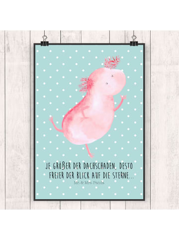 Mr. & Mrs. Panda Kunstdruck Axolotl Tanzen mit Spruch in Türkis Pastell