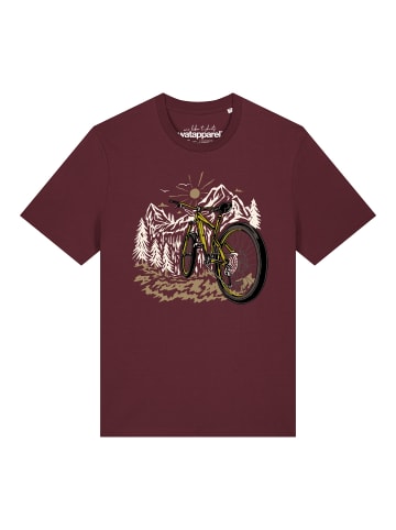 wat? Apparel T-Shirt Mountainbike und Berge in Weinrot