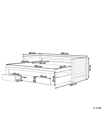 Beliani Tagesbett CAHORS in Braun - (W) 186 x (H) 72 x (L) 209 cm