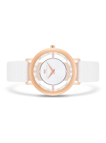 Rhodenwald & Söhne Damen Quarzuhr roségold Echtleder weiß in weiß