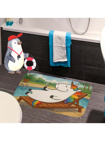 Mr. & Mrs. Panda Badeteppich Einhorn Blümchentail Design ohne Spruch in Weiß