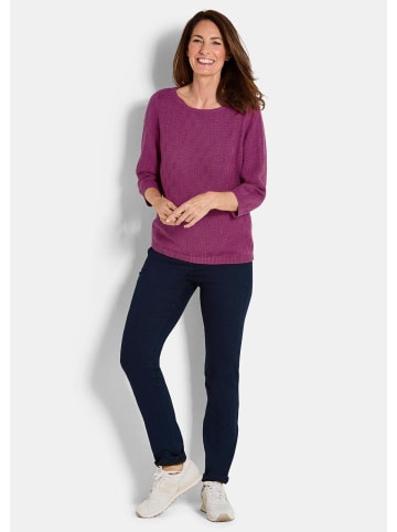 GOLDNER Halbarm Baumwollpullover mit Struktur in beere