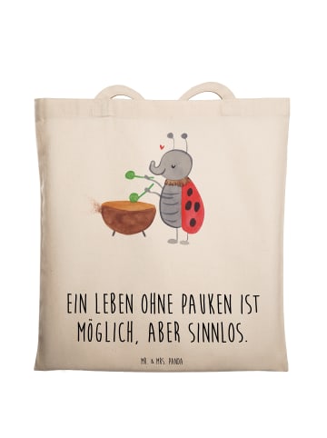 Mr. & Mrs. Panda Tragetasche Pauken Leben mit Spruch in Creme