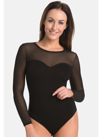 Teyli Bodysuit aus Viskose mit Netzanteil Wiillow in schwarz