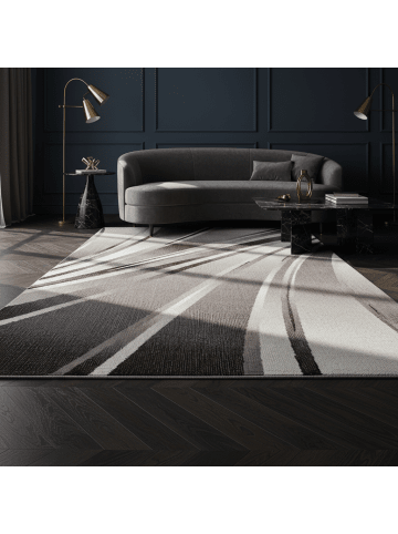 KADIMA DESIGN Teppich Handwäsche Kurzflor Abstrakte Wellen Polypropylen Wohnzimmer in Braun