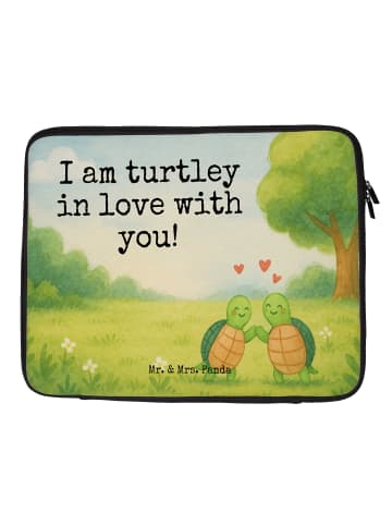 Mr. & Mrs. Panda Laptoptasche Schildkröten Paar Design mit Spruch in Weiß