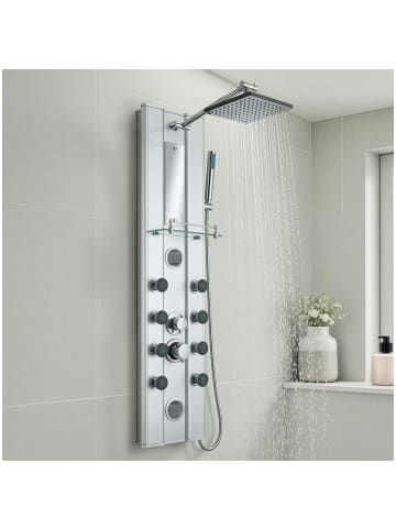 tectake Aluminium Duschpaneel  Antikalktechnik, silber