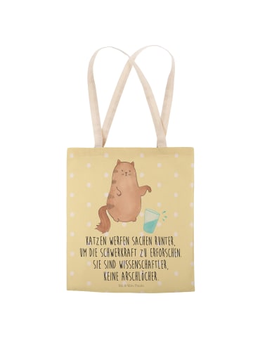 Mr. & Mrs. Panda Tote Bag Katze Wasserglas mit Spruch in Gelb Pastell