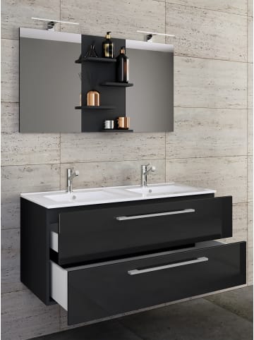 VCM  3-tlg. Doppel Waschplatz Zwei Waschtisch Budasi SP in Schwarz