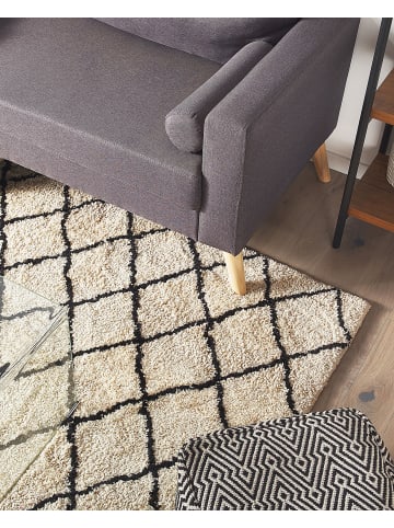 Beliani Kurzflor MIDYAT in Beige/Schwarz - (W) 200 x (H) 5 x (L) 200 cm