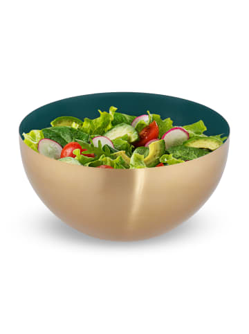 relaxdays Salatschüssel in Grün/ Gold - (H)12,5 x Ø 25 cm