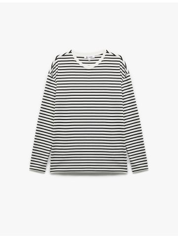 KOTON TSHIRT LS in Weiß Gestreift