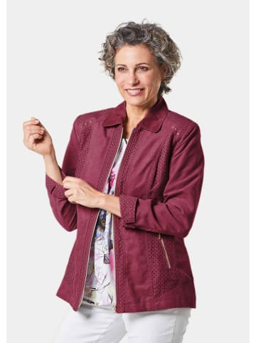 GOLDNER Blazer in Velourslederoptik Velourslederimitat-Blazer mit Perforierung in weinrot