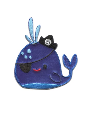 Catch the Patch Wal Hut Piraten TiereApplikation Bügelbild inBlau