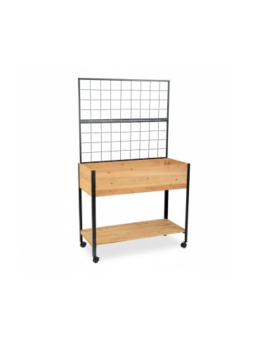 relaxdays Hochbeet in Natur/ Schwarz - (B)102 x (H)165 x (T)47,5 cm