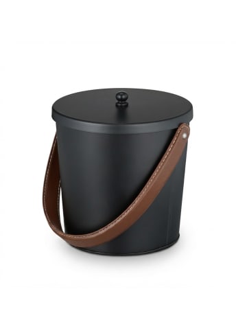 relaxdays Ascheeimer in Schwarz/ Braun - 4,5 Liter