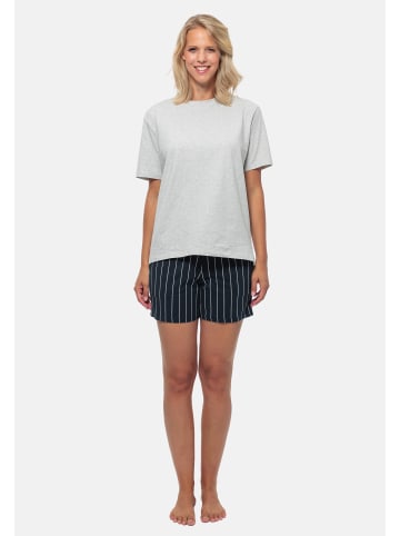 Schiesser Schlafanzug Cotton in Blau gestreift / Grau
