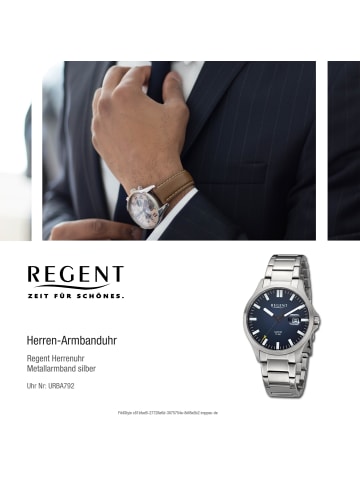 Regent Armbanduhr-Analog silber groß (ca. 40mm) Regent Metallarmband