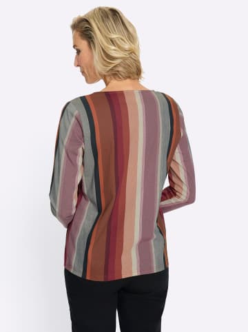 Sieh an! Langarm-Shirt in dunkelrot-rostrot-gestreift