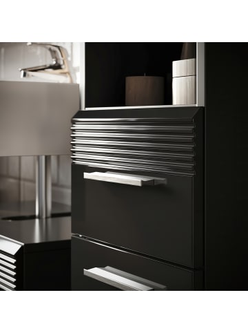 Inn.Furn Hängeschrank schwarz Hochglanz 30 cm, Badschrank glänzend