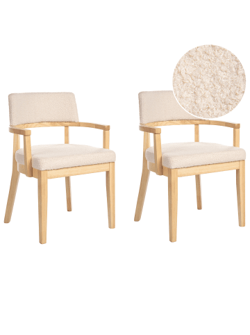 Beliani 2er-Set Esszimmerstuhl DALBO in Beige/Braun