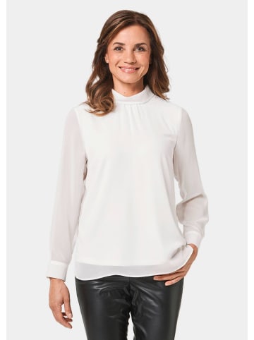 GOLDNER Figurschmeichelnde Schlupfbluse mit modischer Kragenverarbeitung in cremeweiß