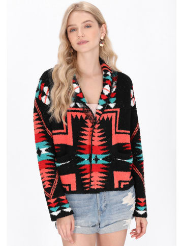 IZIA Women Cardigan in black multicolor