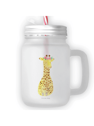 Mr. & Mrs. Panda Trinkglas Mason Jar Giraffe Blumenkranz ohne Sp... in Transparent