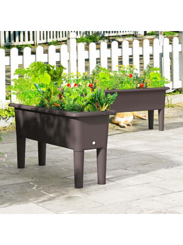 COSTWAY 2er Set Hochbeet 80x30x40cm in Braun